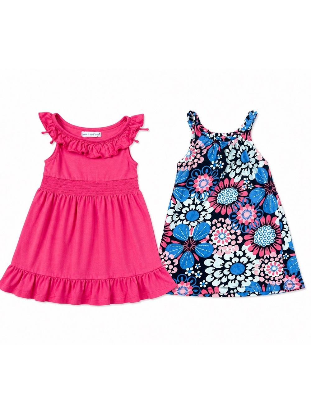 Maggie & Zoe 2-Piece Pink & Blue Floral Summer Dress Bundle Toddler Size 18M